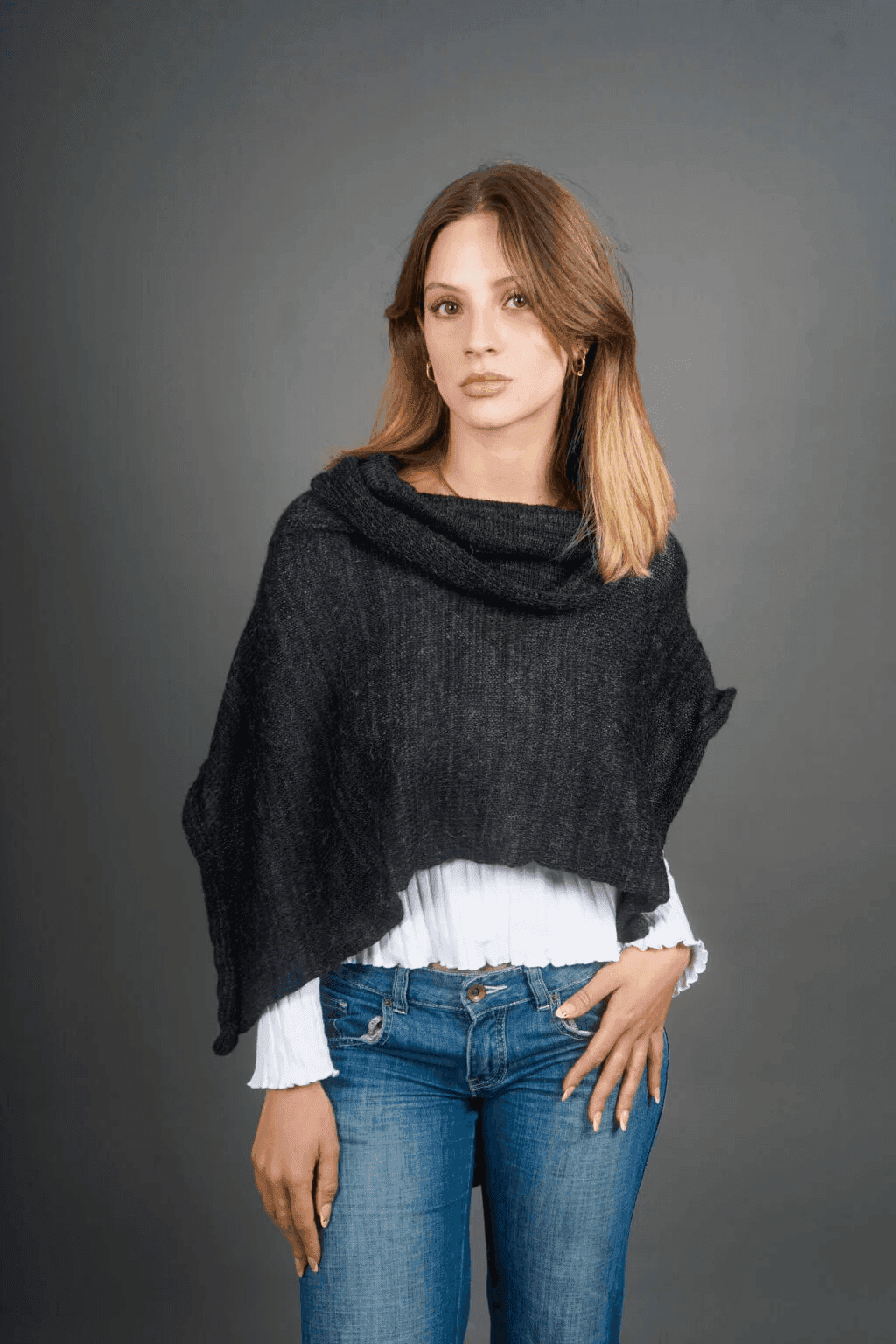 Cardigan with bangs
